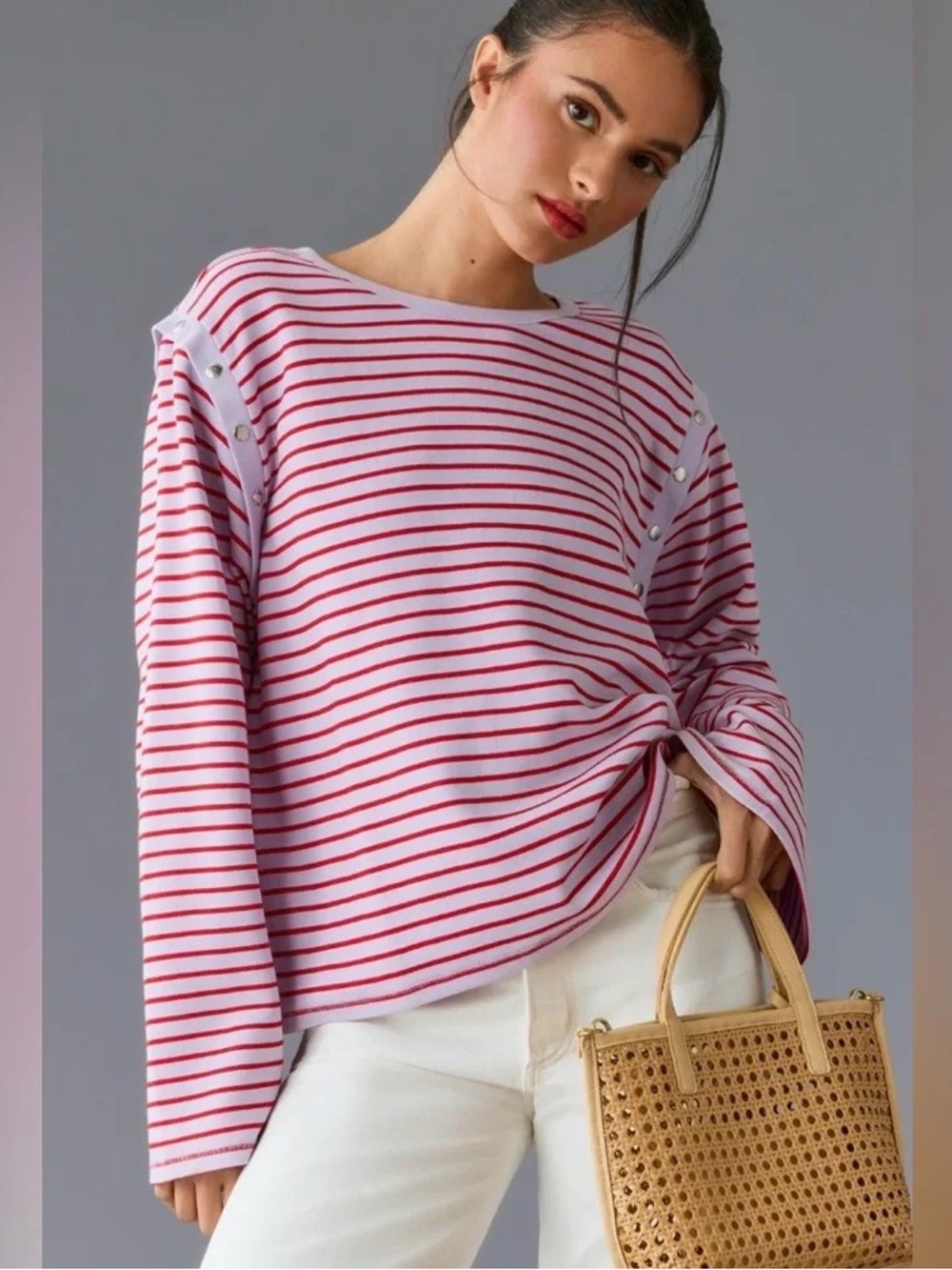 Anthropologie Maeve Lavender Slouchy  Long Sleeve Crewneck Sweater Size Small